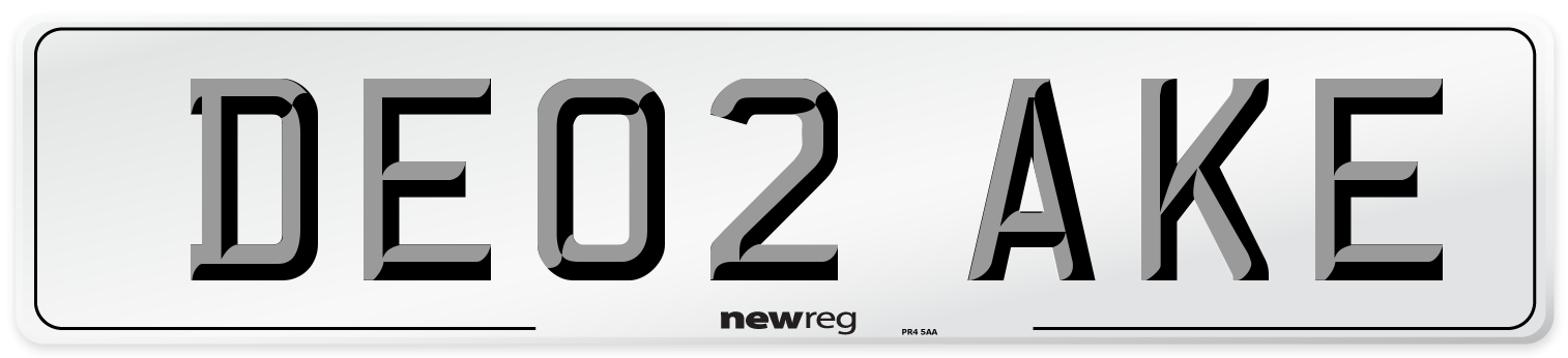 DE02 AKE Number Plate from New Reg